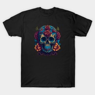 Vibrant Sugar Skull Art: A Celebration of Mexican Culture T-Shirt